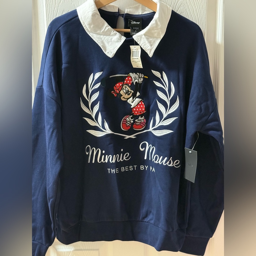 NEW Disney Minnie Mouse Golf Collared Crewneck Sweatshirt - Picture 4 of 8